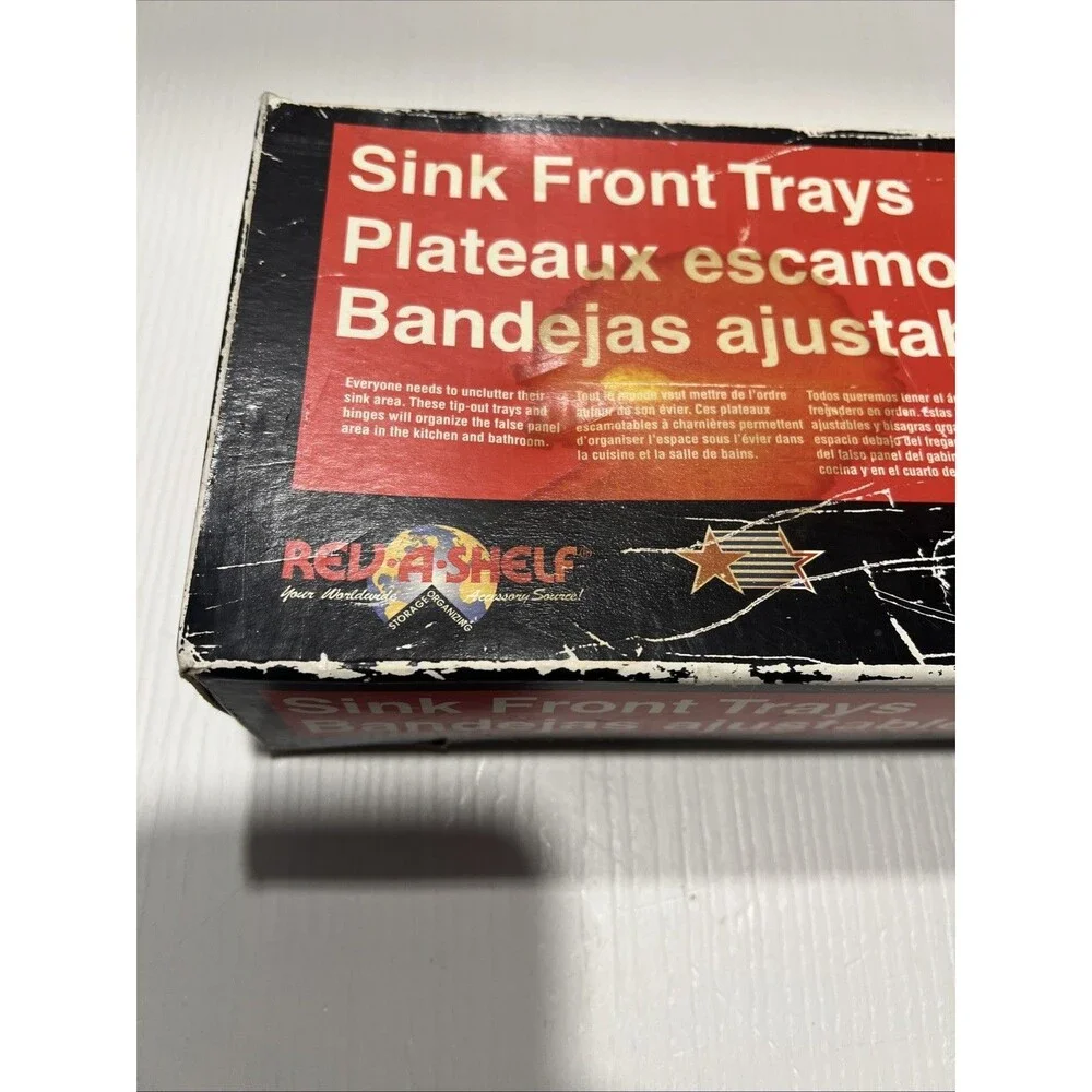 REV-A-SHELF Sink Front 2 Tip Out Trays White Polymer Kit 14 1/4